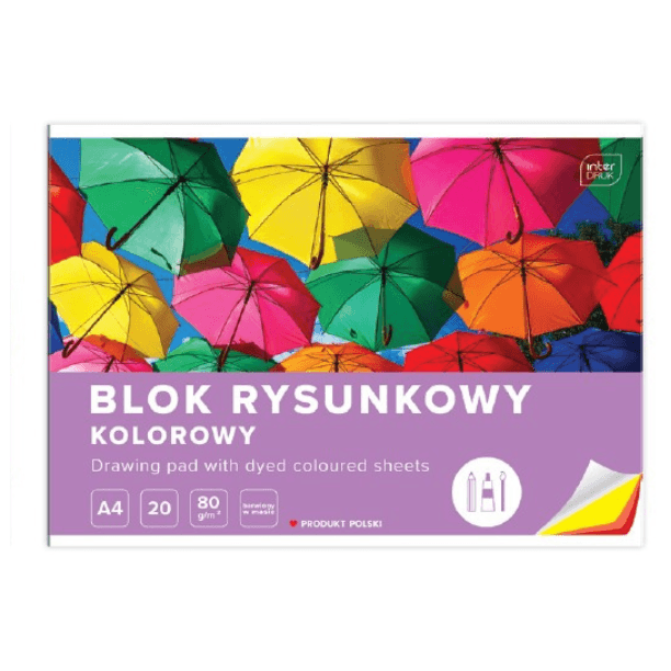 Blok rysunkowy kolorowy A4 Interdruk
